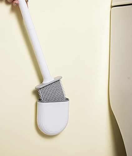 CLCAP Нова Мека Гумена четка за тоалетна без мъртво пространство с Четка за почистване Със Сваляема дръжка за спестяване на място Стенни