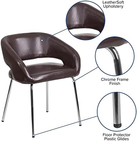 Стол за приемане на гости от модерна кафява мека кожа серия Flash Furniture Fusion