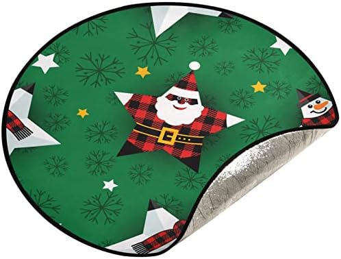 visesunny Коледно Дърво Мат Дядо коледа и Снежен Звезда Зелен Модел Поставка За Дърво Подложка За Защита на Пода Впитывающий Поставка за