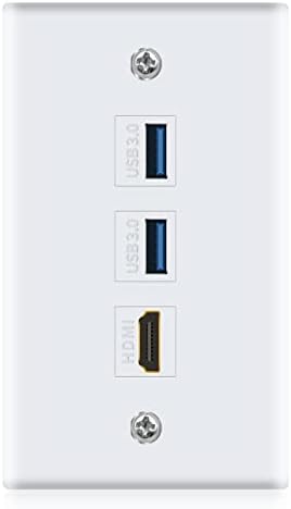 Стенни панела HDMI USB3.0, Стенни панела с 3-пристанищният розетка Halokny, 1 HDMI конектор Keystone + 2 USB 3.0, за лицеви
