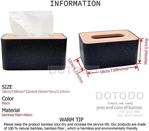 Държач капак кутии за салфетки Dotodo - Изчистен Правоъгълен Държач за Кърпички с бамбук капака, Държач за сушилни листа, Диспенсер