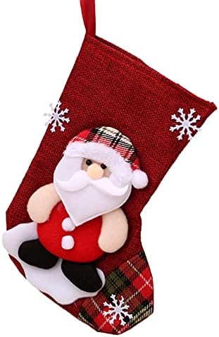 Коледни Чорапи на Тъканта Коледна Чанта за Чорапи и Коледни Окачени Чорапи за Украса на парти и Коледен Cartoony Червен Набор