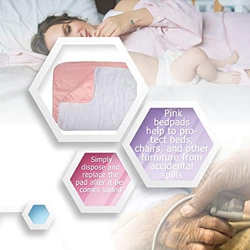 Медицински принадлежности AMZ Розови Многократна употреба възглавничките на 18 x 24 Опаковка от 2 Миещи подложки за легло при Инконтиненция