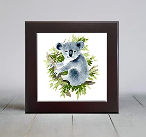 Декоративна плочка с акварельным модел мечка коали (6 X 6 в рамка)
