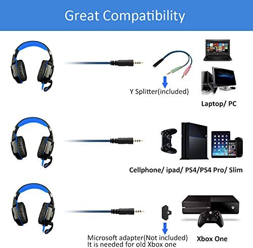 Детска слушалки Mengshen за PS4/ Xbox one /Xbox One S / PC / Mac / Лаптоп / Мобилен телефон - Слот слушалки с микрофон, led осветление,