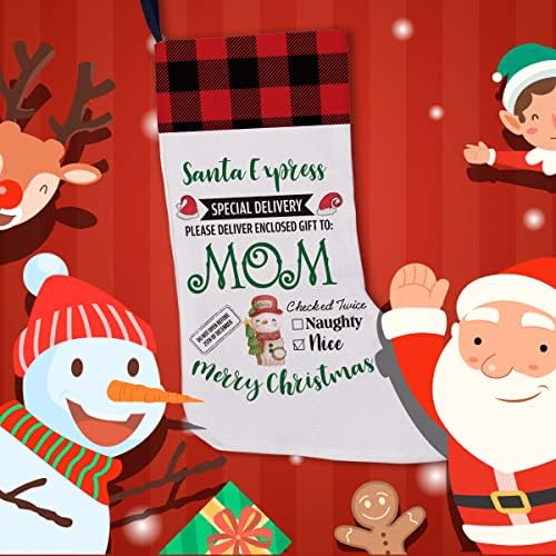 GOLSOO Най-добрите Коледни Чорапи за мама, Чул, Специална Доставка, Коледен Отглеждане в Клетка от Бъфало, Окачени Коледни Украси, Подаръци