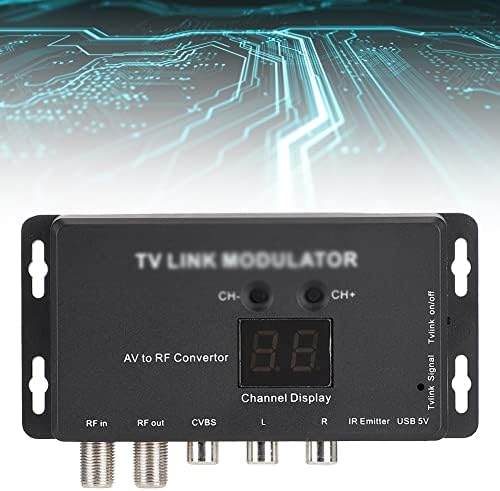 LJMXG UHF TV Link Модулатор на AV-Радиочестотни Конвертор IR удължител с 21-канальным дисплей PAL/NTSC Допълнително Пластмаса Черен (цвят: