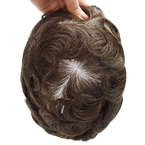 Перука от френски Дантели LYRICAL HAIR, Перука за мъже, Отпред Избелени Възли, Система Човешка Коса, Прозрачно, Напълно Заменяющие косата