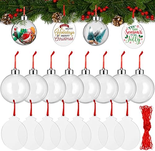 16шт Прозрачни Коледни Украси със собствените си ръце, 3,15-инчов Топка за декорации от Прозрачна Пластмаса, със Собствените