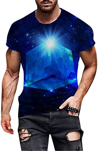 UBST Мъжки солдатские тениски с къс ръкав, летни улични тениски с 3D цифрово принтом на Галактиката, Върхове с кръгло деколте, Ежедневни