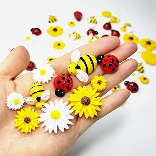 glacely 100 бр Малки ladybugs от смола Пчелата, В това число 50 бр Декорации от Смола Пчелата 50 Бр Декорации от Смола Ladybugs