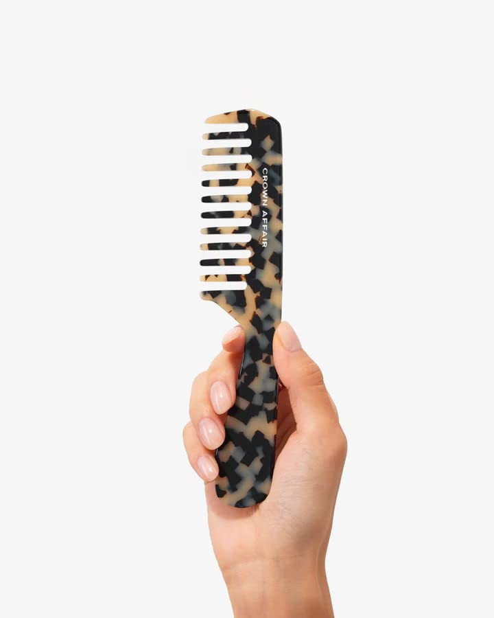 CROWN AFFAIR - Гребен № 002 за разнищване на косата в банята, след къпане и през целия ден, за прави и вълнообразни коса, Къдрава
