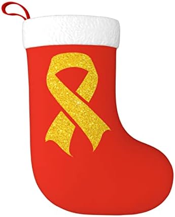Waymay Жълта Лента Детски Коледен Отглеждане От Рак На 18 Инча, Коледен Окачен Чорап, Класически Празнични Украси, Чорапи