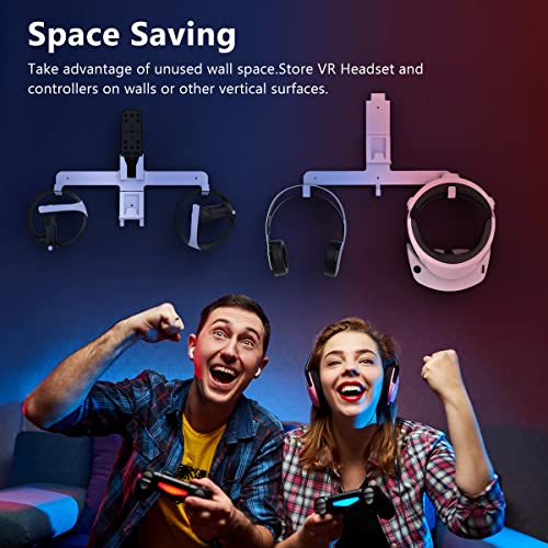 Комплект за монтиране на стена Uxilep PS VR2, Метална Поставка за съхранение 8 в 1 PS5 с контролер PS VR 2 Sense и закачалка