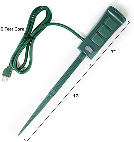 Двустранен Външна Сила лента в Зелен цвят с 6 Розетки, защита от атмосферни влияния в двора и захранване, удлинительный кабел с дължина