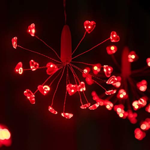 Червени Светлини за Пердета с Фойерверки на Свети Валентин, 160 Червени led Гирлянди във формата на сърце, USB-Конектор за свързване