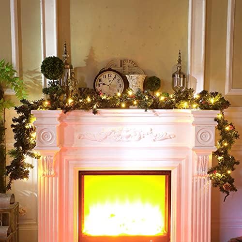 9 Фута Предварително подсвеченной Коледно Гирлянди с 50 на Топли бели led светлини, Коледни украшения във формата на поднасяне