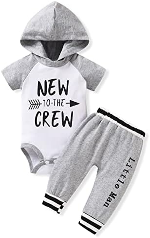 MINIFEIKO Облекло за Недоносени Новородени Момчета Блузи с къс ръкав за Малки Момчета + Панталони с Писмото принтом 2 БР.