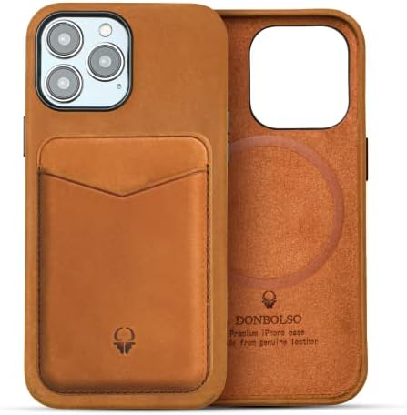 Кожен калъф DONBOLSO за iPhone 13 Pro Max + комплект портмонета - Калъф Apple iPhone винтажного кафяво - Съвместим с MagSafe