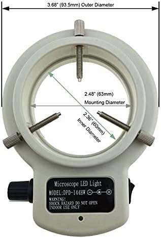 QAREQU 144 Led Околовръстен Лампа с Регулируема яркост за микроскоп, Камера, HDMI, Монтажен диаметър 2,48 инча