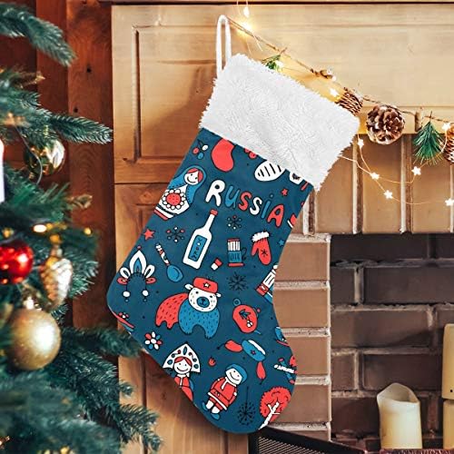 PIMILAGU Русия Тъмно Сини Коледни Чорапи, 1 Опаковка 17,7, Окачените Чорапи за Коледна украса