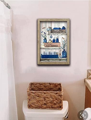 fengyuyi Стенен декор за Баня, Стенни изкуство за Баня, тъмно-сини Отпечатъци върху Платно, Плакат, Картина за Баня на стената 16x24