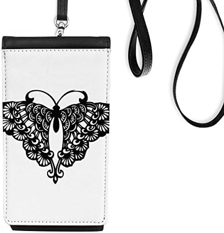 Пеперуда с Къдри Като Крила, Телефон, Портфейл, Висящ Калъф за Мобилен Телефон, Черен Джоба