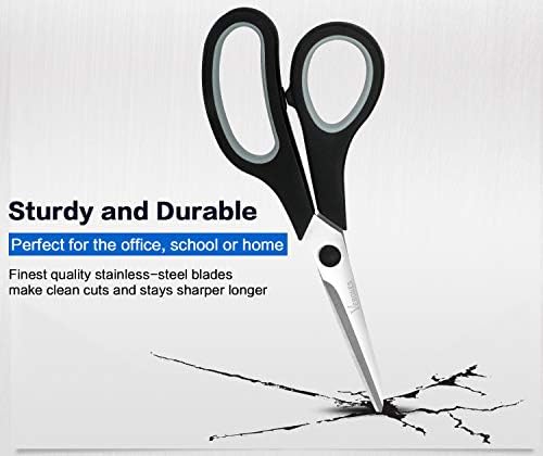 Ножици VERONES с 8-Инчов Меки Удобни дръжки и остри остриета от неръждаема стомана, идеално подходящи за рязане на хартия, снимки тъкани