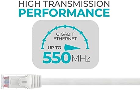Свързване на Ethernet кабел Monoprice Cat6 - 2 крака - Бял (12 бр.), без довършителни RJ-45, Блокирани, 550 Mhz, UTP, Чисти