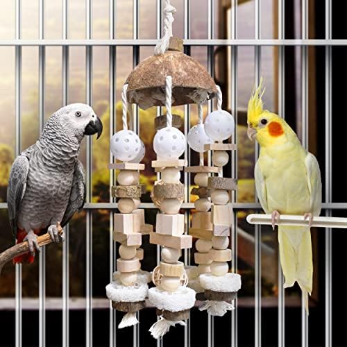 Дъвченето играчка SIMENA Bird за Папагали, Играчки за птици в Клетка, Играчки за Папагали От естествени дървени Кубчета, Играчки
