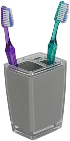 Пластмасов Държач за четка за зъби Home Basics, Сив