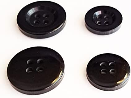 Копчета за шиене на черна смола, Кръгли, с 4 дупки, 12 бр. (20 mm/0,8 инча) и 12 бр. (15 мм/0.6 инча) за Пришивания Копчета, Плат за ремонт,