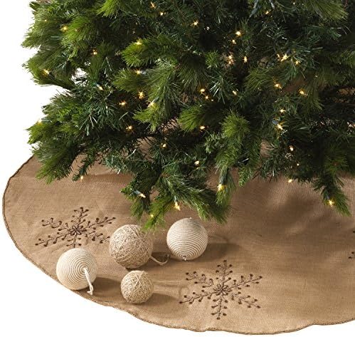 Fennco Styles Украсена със Скъпоценни Камъни Снежинка От Зебло Дизайн Празничен Интериор Естествена Пола за Коледно 53 Кръг