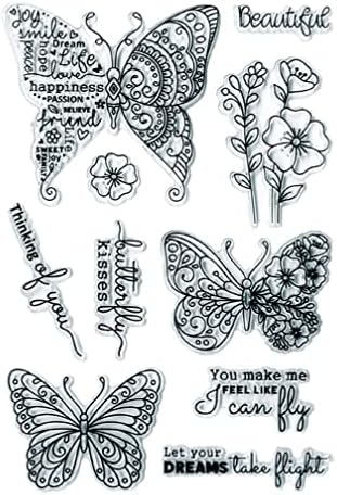 Прозрачни Многократна употреба Печати Forever in Time Пеперудите са Красиви Печати за направата на картички, бродирани орнаменти