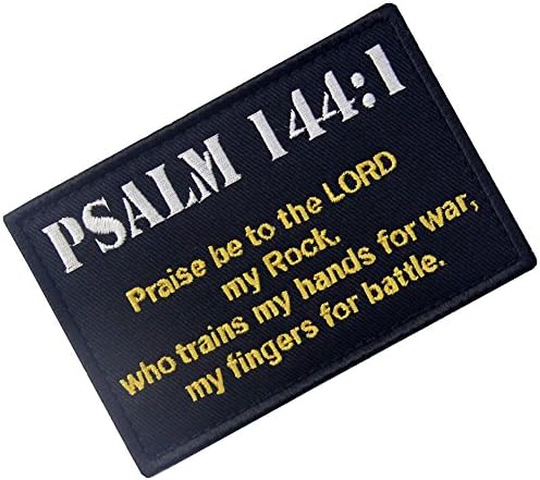 Тактически Псалм 144: 1 Нашивка BNW Бойна Икона на морала Бродирана Апликация на Закопчалката Кука и Контур Емблема