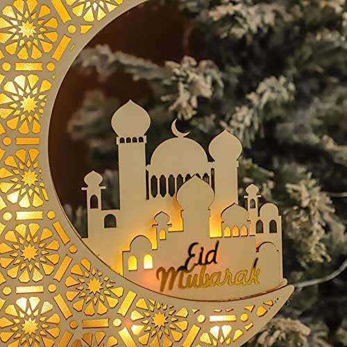 Нощна лампа Bobomoti Ramadan, Led Лампа с Полумесец Ейд Мубарак, Дървени Тела За Украса на празника Ейд Мубарак, Ислямското Украса За парти