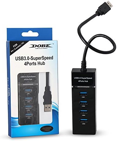 USB-хъб PS4 /PS4 Slim /PS4 Pro, 4-Портов Хъб USB 3.0, Високоскоростен USB Кабел, Адаптер, Контролер разширение, Зарядно Устройство за Sony