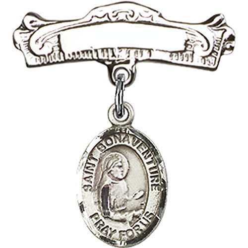 Детски икона от сребро с Чар Свети Бонавентуры и Извити Полирани игла за Икона 7/8 X 7/8 инча