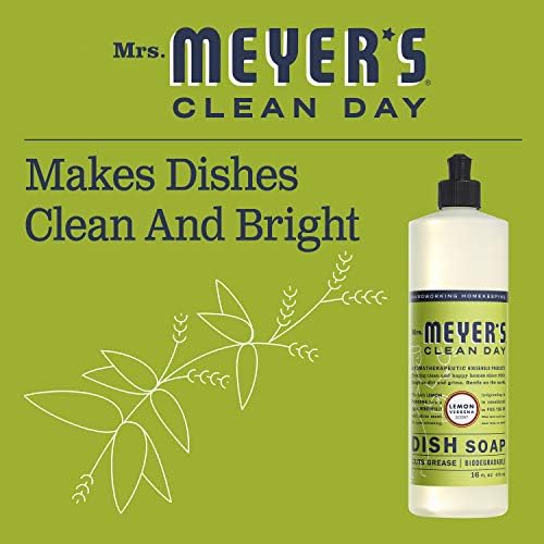Течен сапун за миене на съдове Mrs. Meyer's, биоразлагаемая формула, лимонена върбинка, 16 течни унции