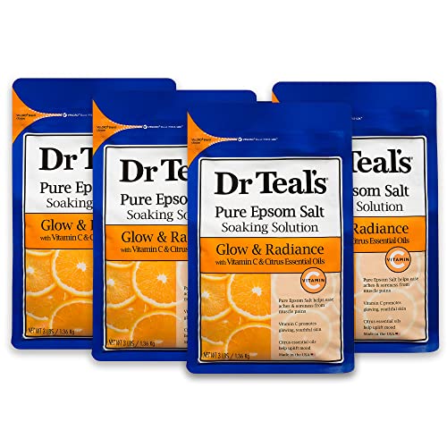 Средство Dr Teal's Pure Английска Salt Soak, Glow & Radiance с витамин С и етерични масла от цитрусови плодове, £ 3 (опаковка от 4 броя)