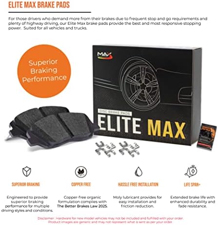 Max Подобрени спирачки Elite XDS Задни Напречни тренировки и Зъбите Ротори с Тормозными колодками Max Elite KT071082