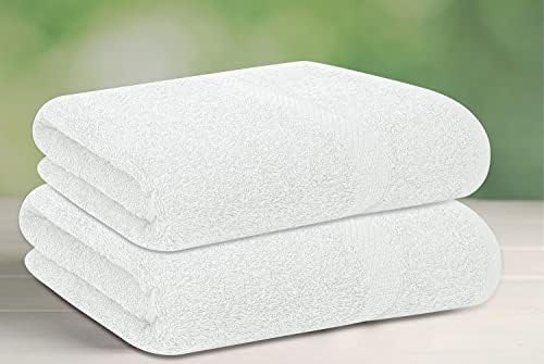 Памучни хавлии, Textila - кърпи за баня среден размер 24x48 инча - Опаковка от 4-те Меки и неабсорбиращи кърпи, Бели на цвят за