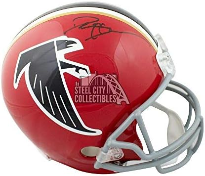 Голям футболен каска Atlanta Соколи с автограф на Диона Сандерса - JSA COA - Каски NFL с автограф
