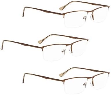 LUR 3 опаковки на метални очила за четене + 3 опаковки очила за четене без рамки (само 6 двойки ридеров + 3,00)