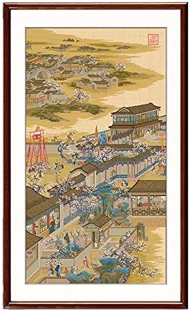 Традиционната Китайска Живопис Проспериращ Модел на Династията Цин, Комплект За Бродерия на кръстат бод, са 29,5 x 51,2