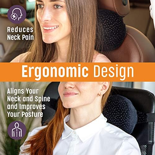 Автомобилната въздушна възглавница за шията Flexicomfort за шофиране - Възглавница за главата с останалите от пяна с памет ефект с удобна