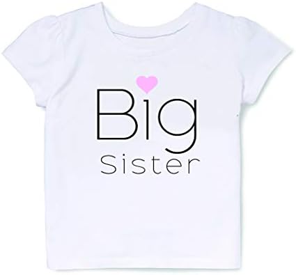 Тениска по-Голяма сестра за малки момичета, Тениска с обявяването на бременността бял цвят
