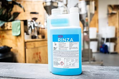 Средство за разпенване на мляко с алкална формула Urnex Rinza - 33,6 унция [Над 30 приложения] - Разгражда цикли на натрупване на млечни