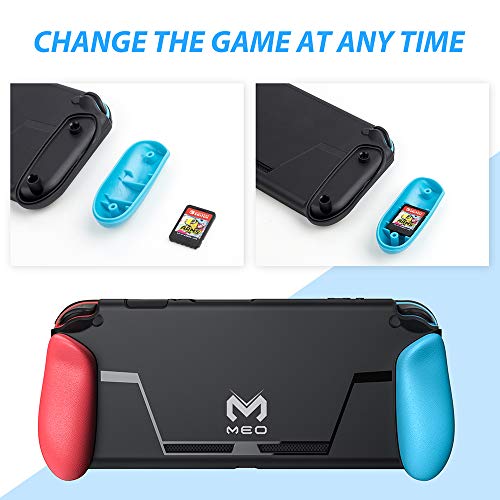 Защитен калъф МЕО Съвместими с Nintendo Switch [Съхранява игра 2] Промяна на цвета на ръкохватката [Сив / син / червен] Мек калъф за геймпада