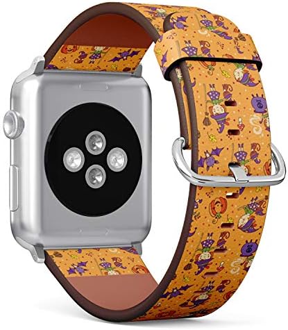 Съвместим с големи Apple Watch 42 мм 44 мм, 45 мм (всички серии) Кожена каишка за часовник Каишка Гривна с адаптери (Карикатура